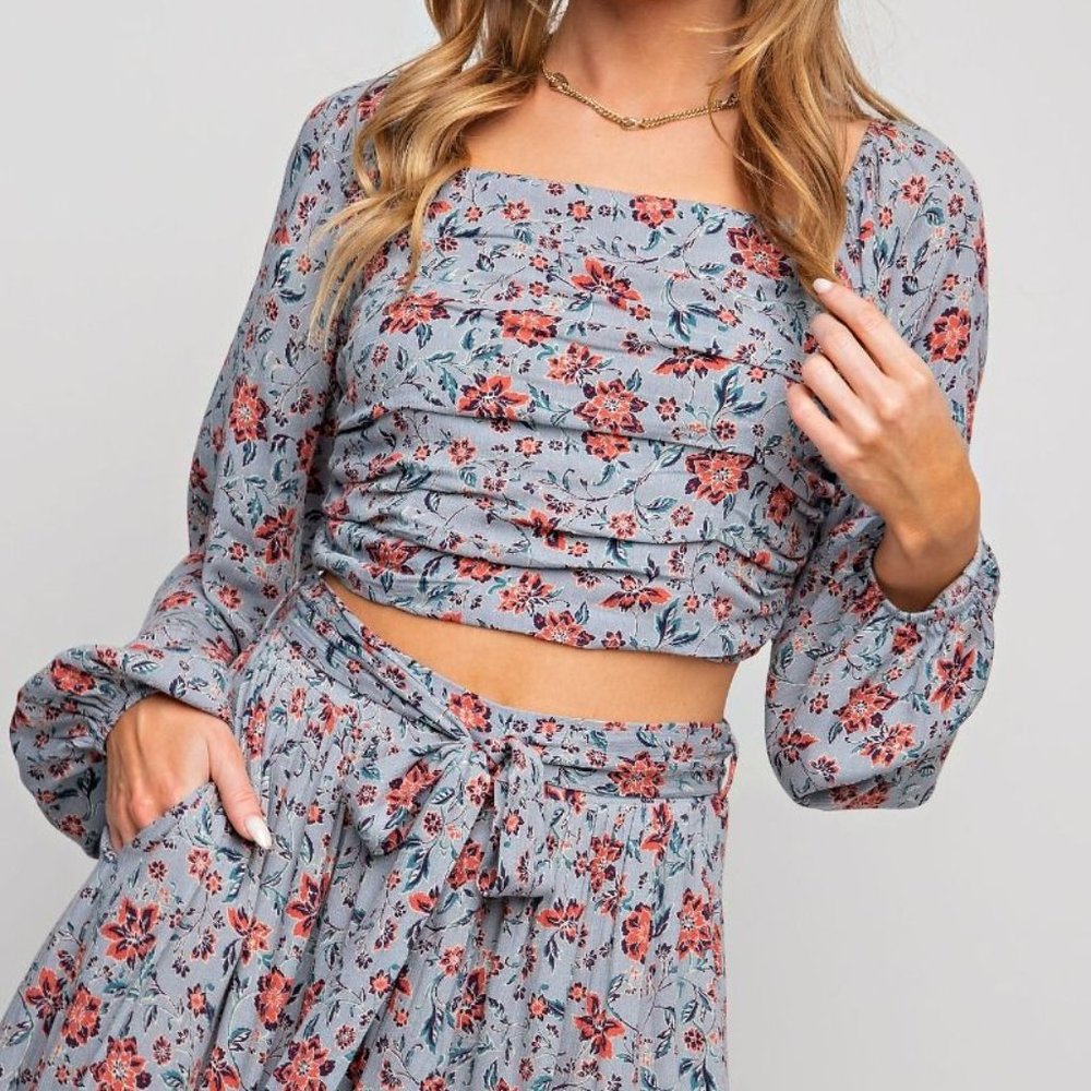 THE SHYANNA  PRINTED RAYON GAUZE CROP TOP  NWT - Picture 2 of 8